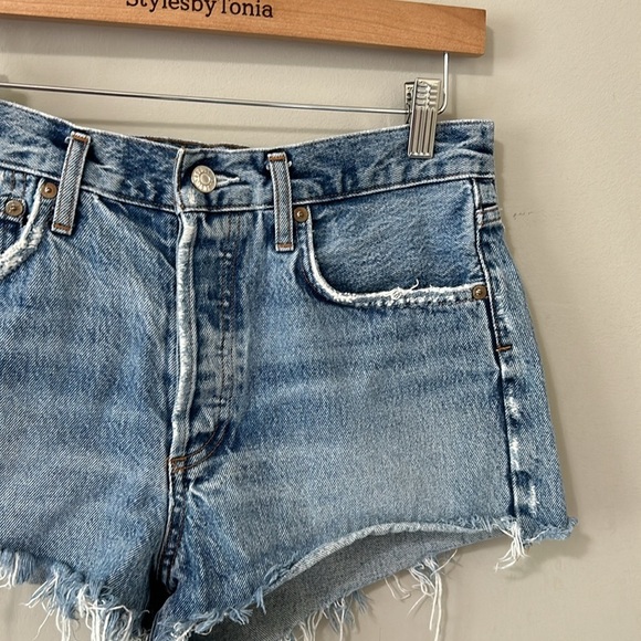 AGOLDE Jean Short PARKER VINTAGE CUT OFF High Rise Raw Hem Sz 27 - Picture 4 of 14